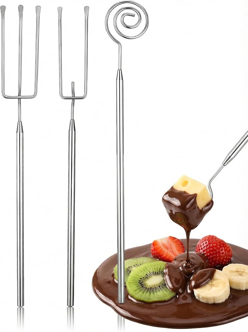 Veemoon 3 PCS Chocolate Dipping Tool,Fondue Forks Candy Dipping Tools for Chocolates Appetizers Cheese Fruits Nuts Cake Balls Kitchen Baking Supplies for Home Restaurant Hotel Bar - 7.86-8.06 Inch - Image 1